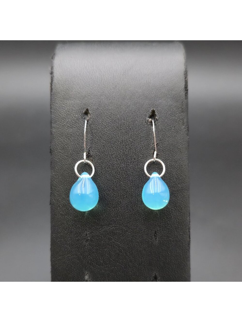 Sterling Silver Aqua Blue Crystal Teardrop Dangle Earrings A8790